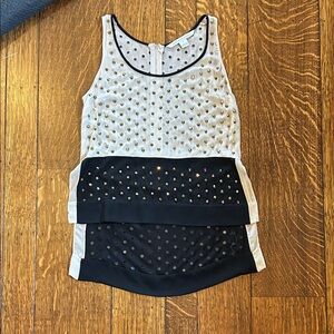 Diane Von Furstenberg Black and Cream Studded Tank Top